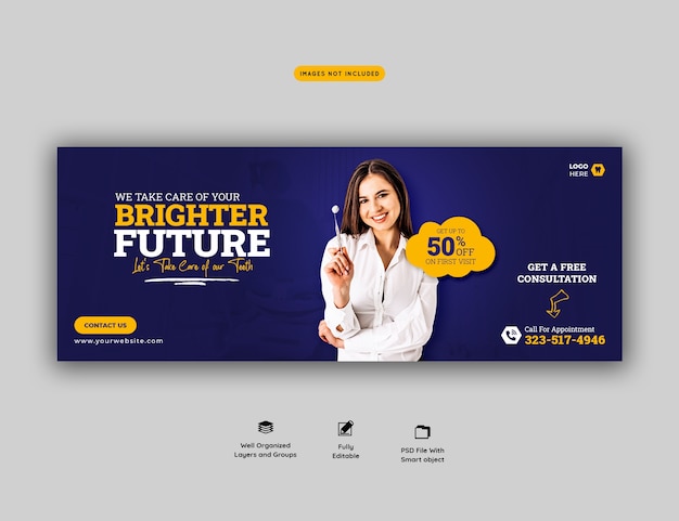 Free PSD dentist and dental care facebook cover template