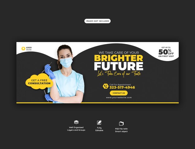 Dentist and dental care Facebook cover template