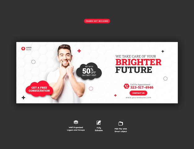 Free PSD dentist and dental care facebook cover template