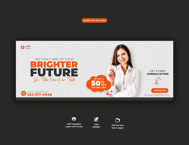 Free PSD dentist and dental care facebook cover template