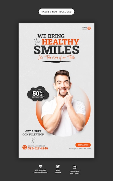 Dentist and dental care instagram and facebook story template