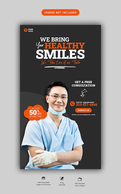 Dentist and dental care Instagram and Facebook story template