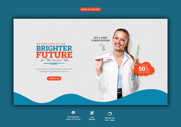 Free PSD dentist and dental care web banner template