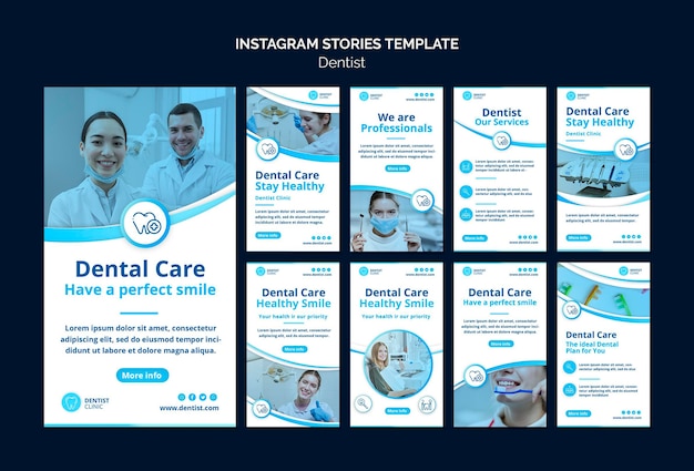 PSD gratuito storie di instagram per dentisti