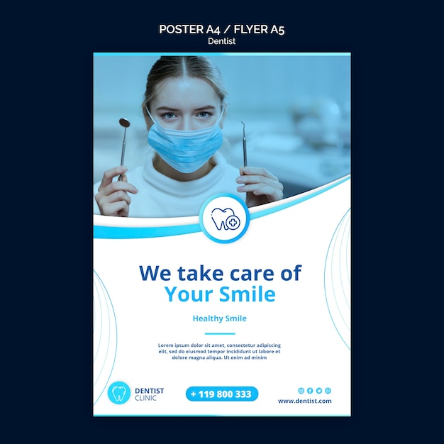 Free PSD dentist poster template concept