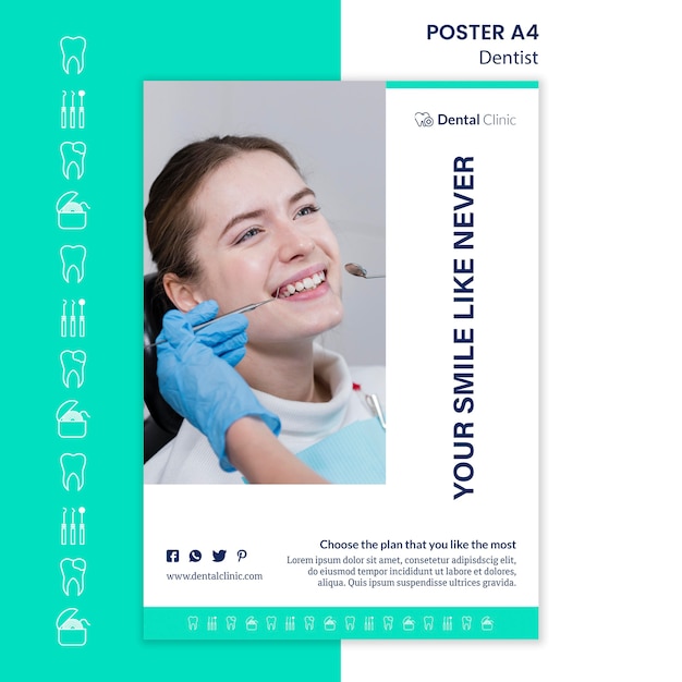 Disegno del modello di poster di dentista