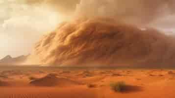Бесплатный PSD Пустынный пейзаж с песчаной бурей генеративный ии