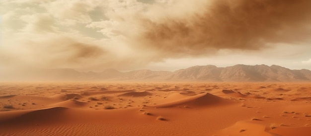 Paesaggio desertico con una tempesta di sabbia ia generativa