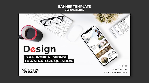 Modello di banner orizzontale di agenzia di design