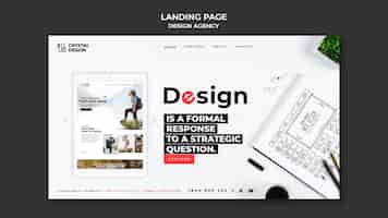 Бесплатный PSD Целевая страница дизайн-агентства