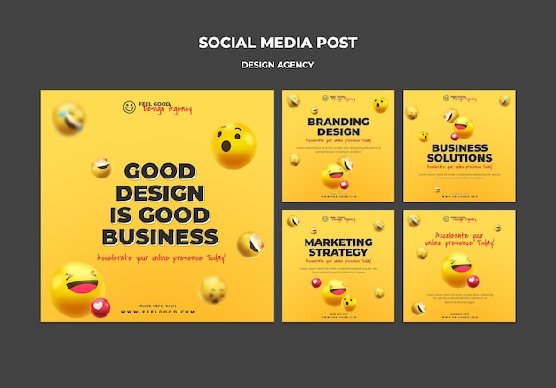 Post sui social media di un'agenzia di design