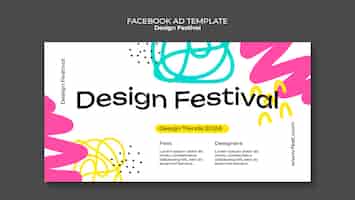 PSD gratuito modello di facebook del festival di design
