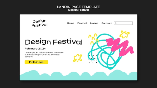 PSD gratuito modello di pagina di destinazione del festival di design