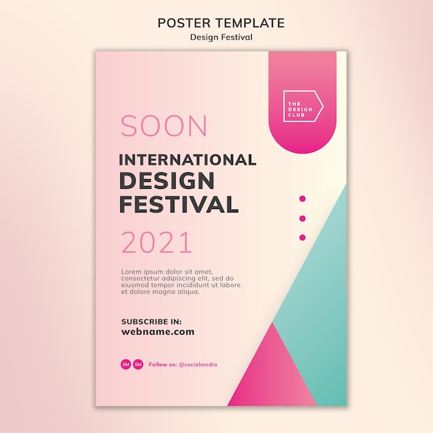PSD gratuito modello di poster del festival di design