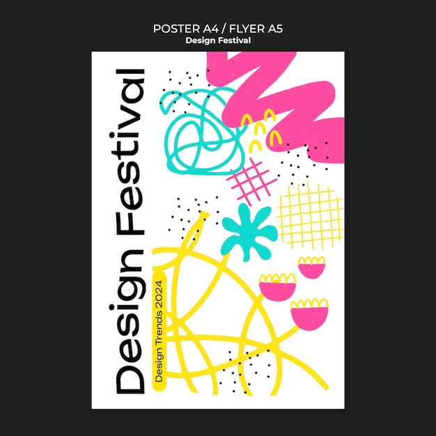 PSD gratuito modello di poster del festival di design