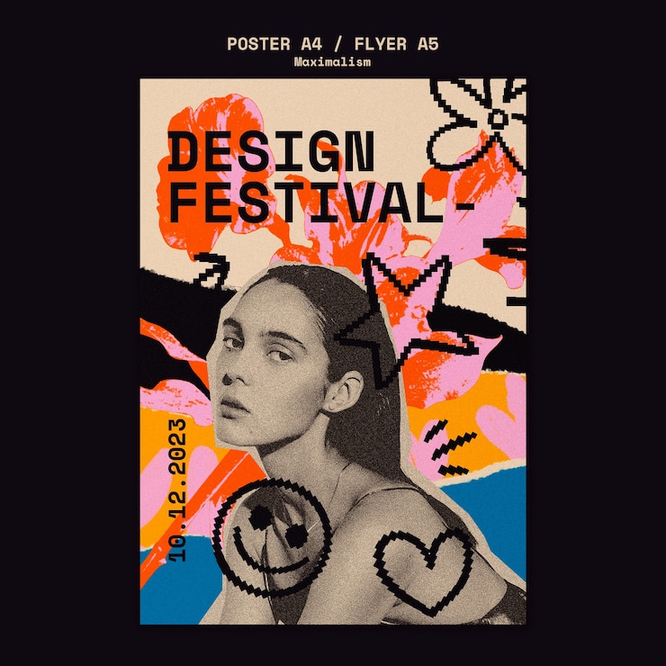 無料PSD デザインフェスティバルのポスターテンプレート