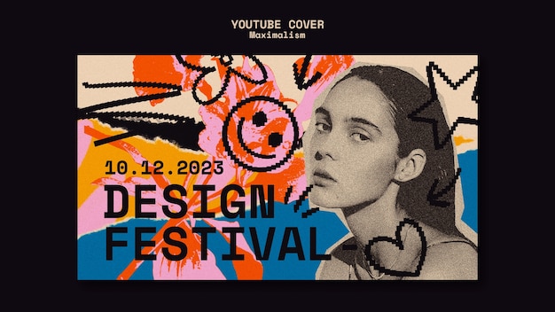 PSD gratuito progettare il modello di copertina di youtube del festival