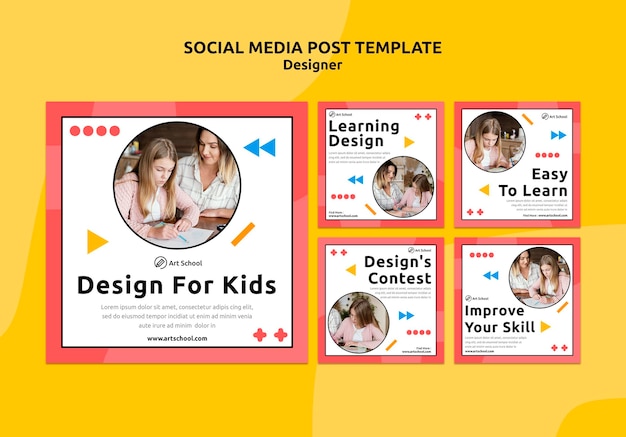 Free PSD design for kids social media post template