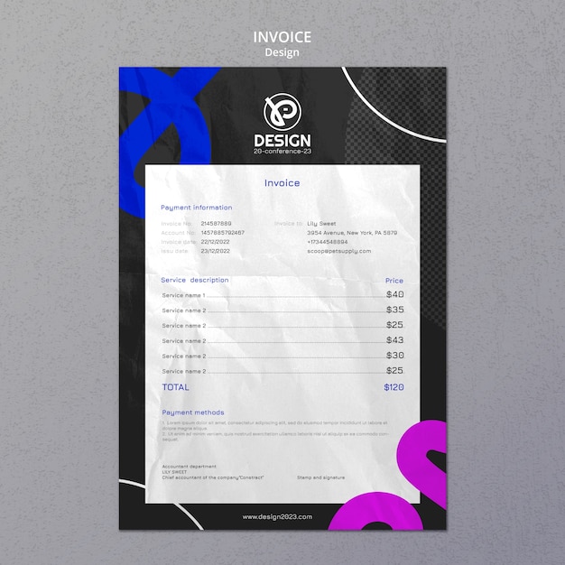 Free PSD design strategy invoice template