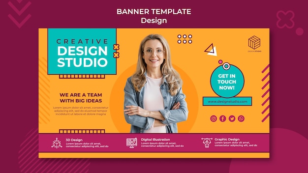 Modello di banner di studio di design