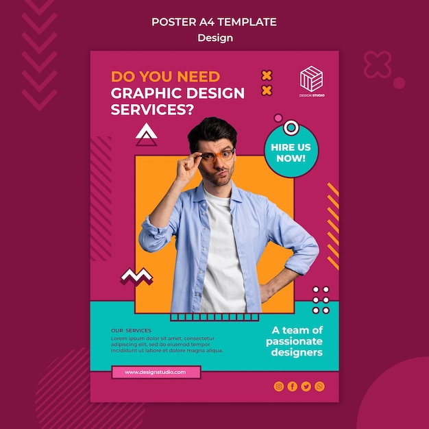 PSD gratuito modello di poster di studio di design