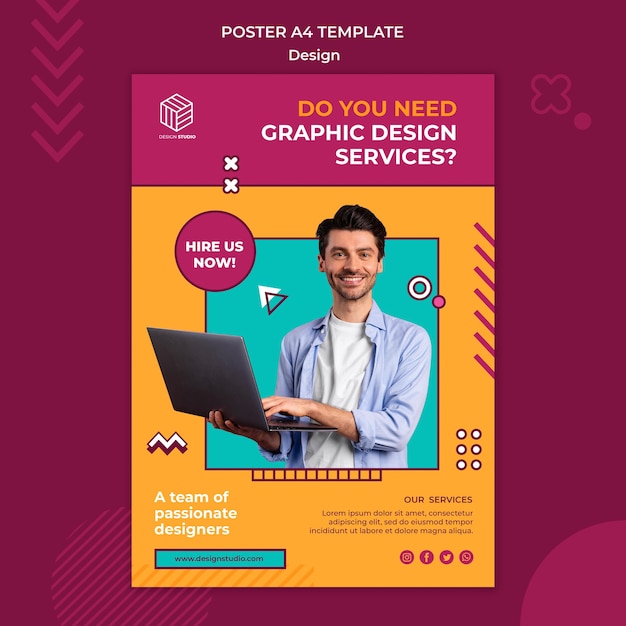 Modello di poster di studio di design