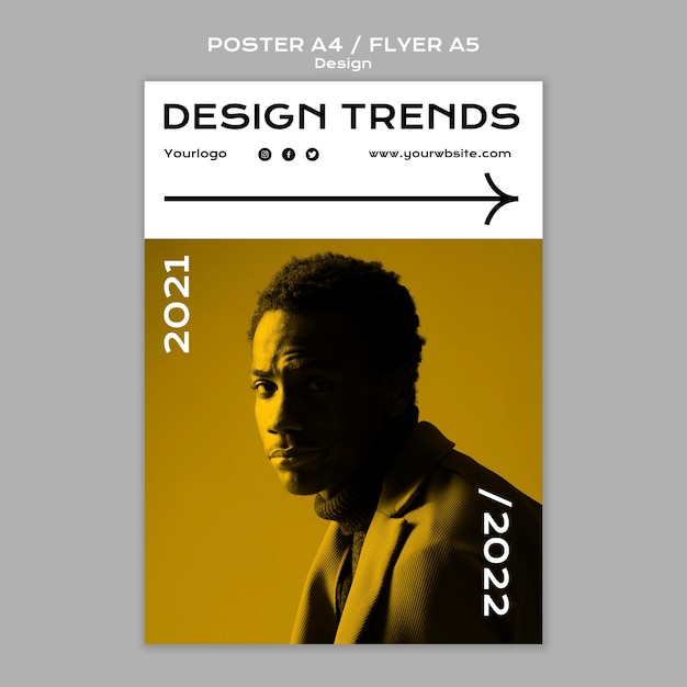 PSD gratuito modello di volantino e poster di tendenze di design