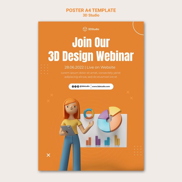 PSD gratuito modello di poster per webinar di progettazione