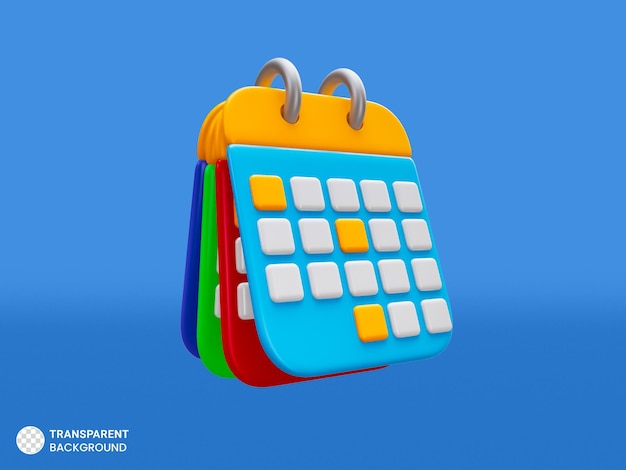 Free PSD desk calendar icon isolated 3d render illustration