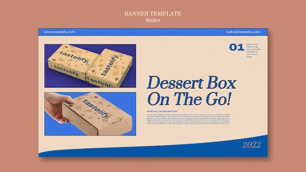 PSD gratuito modello di banner per scatola di dessert