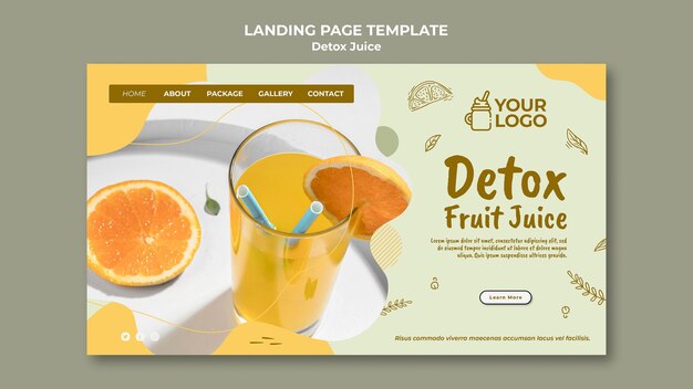 Detox juice concept landing page template
