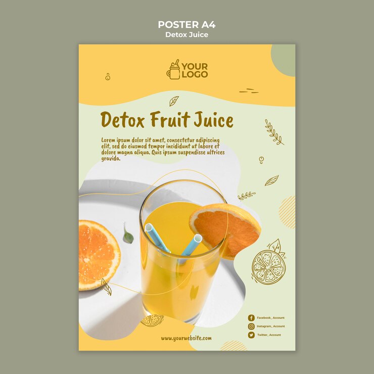 Free PSD detox juice concept poster template