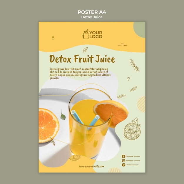 Detox juice concept poster template
