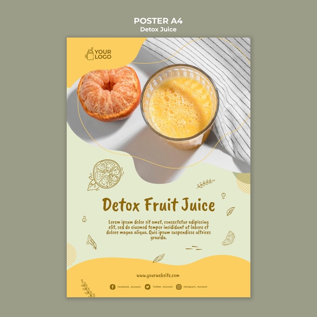 Detox juice concept poster template