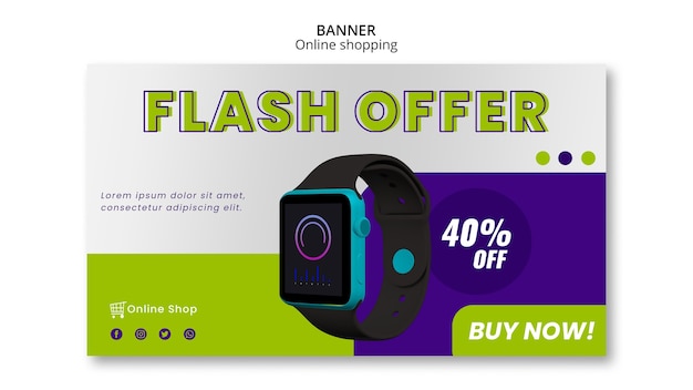 Offerta flash modello banner orizzontale negozio online di dispositivi