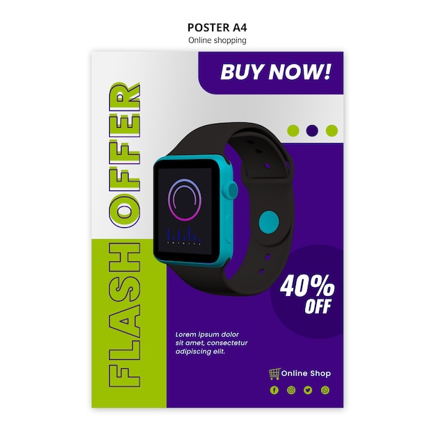 Free PSD devices online shop poster template flash offer