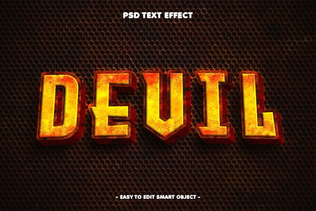 Free PSD devil text effect on rusted background