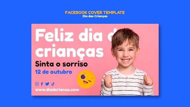 Free PSD dia das criancas celebration social media cover template