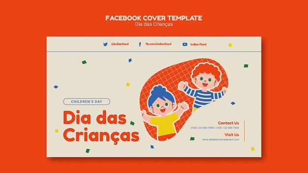 Free PSD dia das criancas celebration social media cover template