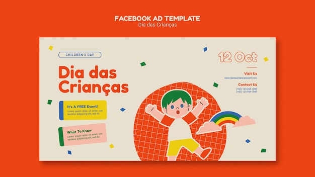 dia das criancas celebration social media promo template