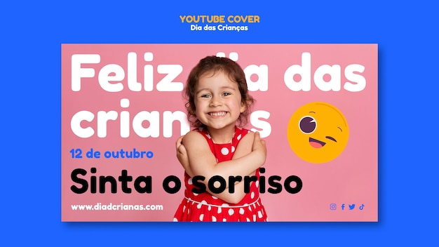 PSD gratuito modello di copertina di youtube per la celebrazione di dia das criancas