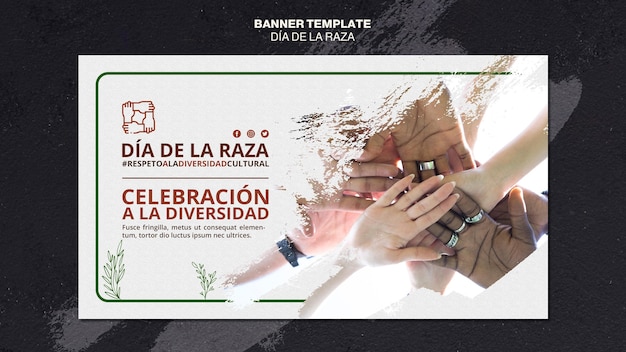 Free PSD dia de la raza banner template with photo