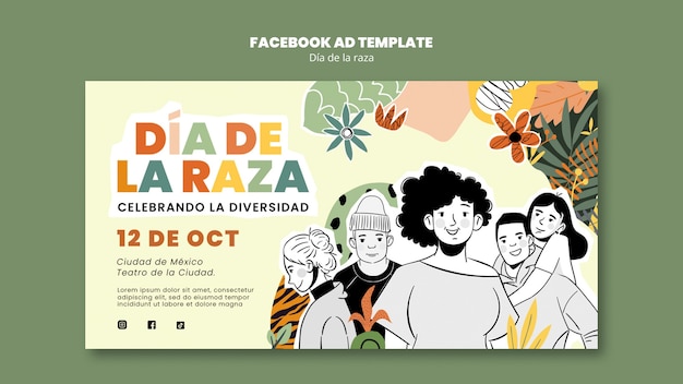 Dia de la raza celebration facebook template