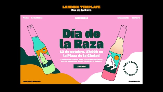 Free PSD dia de la raza celebration landing page