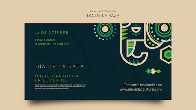 Dia de la raza celebration social media promo template