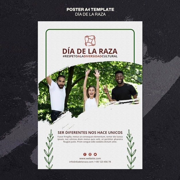 Free PSD dia de la raza poster template