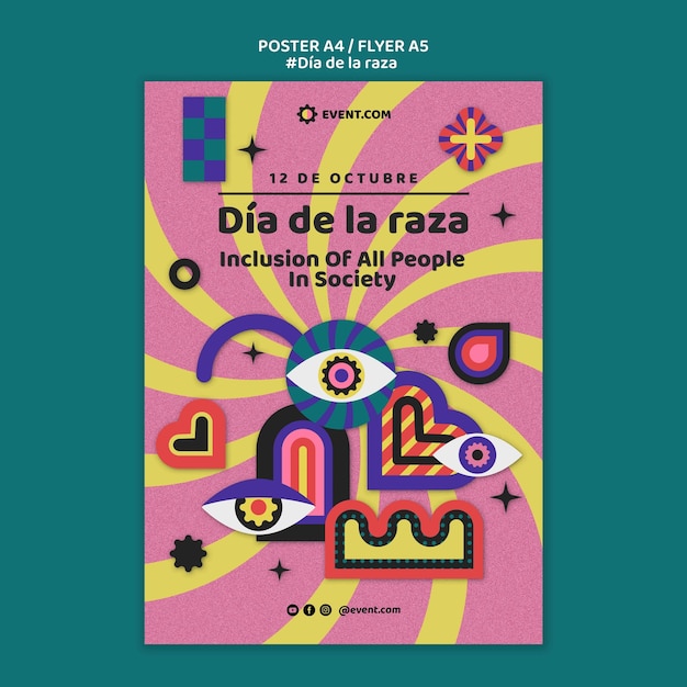 Free PSD dia de la raza template design