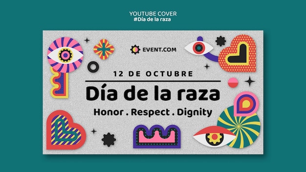 Free PSD dia de la raza template design