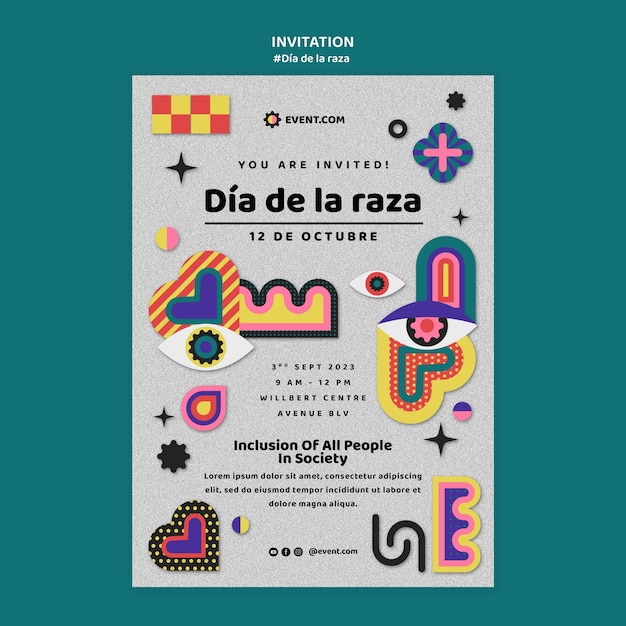 Free PSD dia de la raza template design