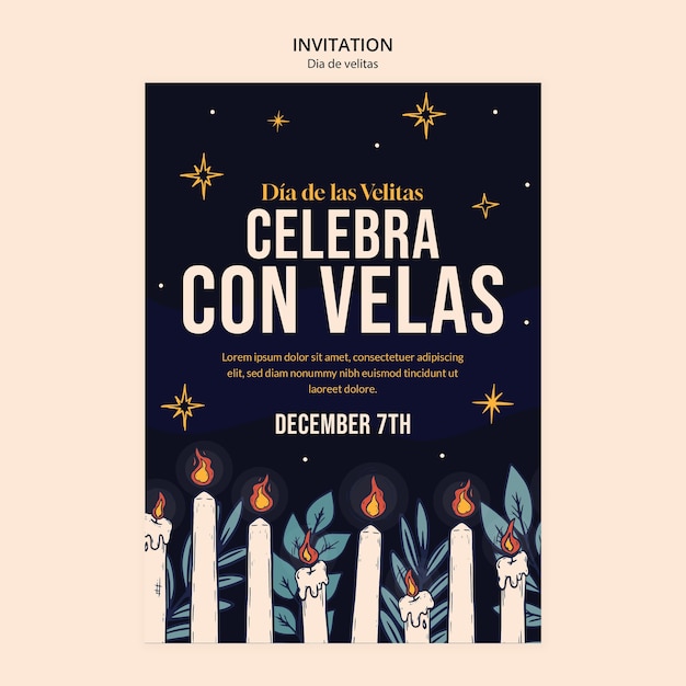 Free PSD dia de las velitas celebration invitation template